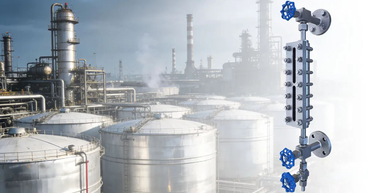 Flat glass level gauge for industrial tank level monitoring Level gauge with glass display for accurate liquid level measurement