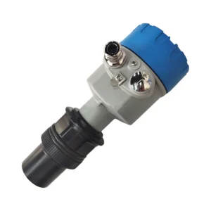 Industrial-grade ultrasonic level sensor with protective housing and cable interface for continuous level monitoring.