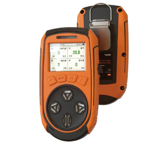 Portable multi gas detectors front and back view Handheld multi gas detector design overview