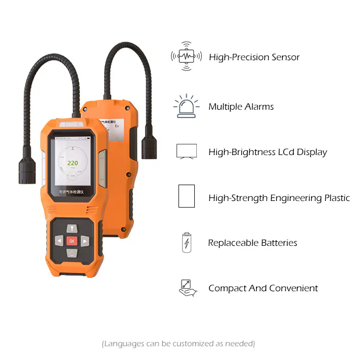 Portable gas leak detector with digital display Handheld gas detector for leak detection