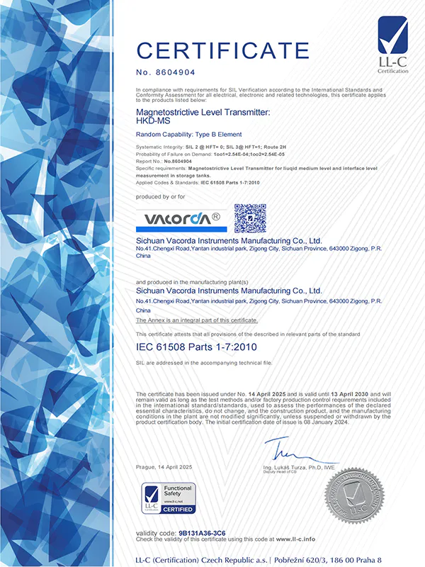 Magnetostrictive level gauge SIL2