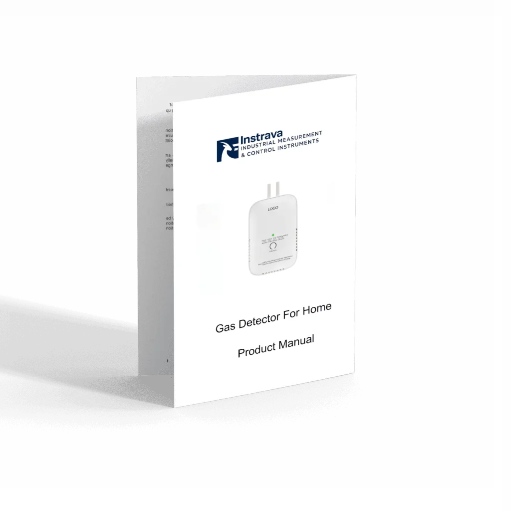 This image shows the product manual cover of a natural gas detector for home use, featuring the brand logo and an image of the device, designed for household gas leak detection.