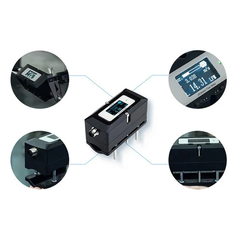 Clamp-on ultrasonic flowmeter with digital display and external mounting design