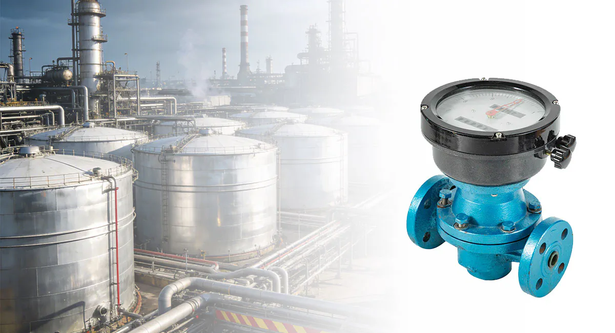 Oval gear flowmeter for industrial liquid flow measurement in tank and pipeline systems
