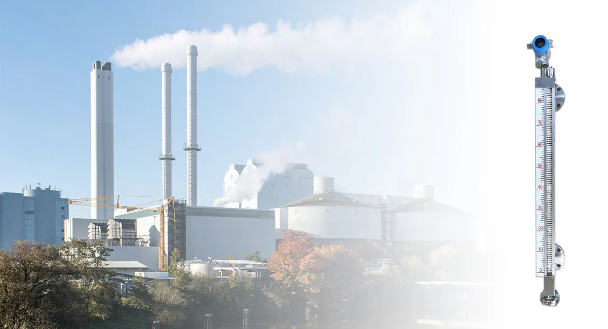 Magnetic level indicator used for tank level measurement in industrial settings, ensuring accurate continuous level monitoring.