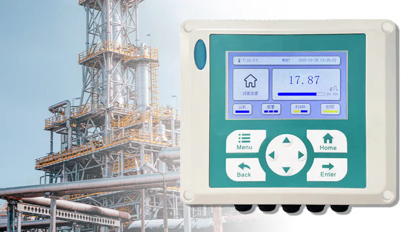 Industrial online pH ORP transmitter controller installed in chemical plant