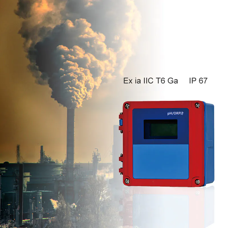 Explosion-proof pH ORP analyzer transmitter, Ex ia IIC T6 Ga, for hazardous area water quality monitoring