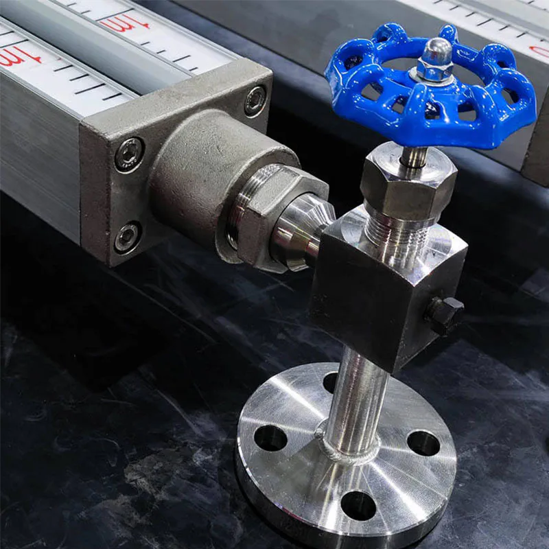 quartz glass tube bi color level gauge with valve and scale for industrial tanks