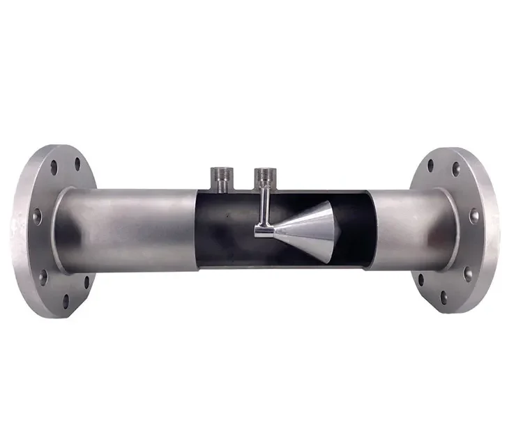V-cone flow meter installed in industrial pipeline