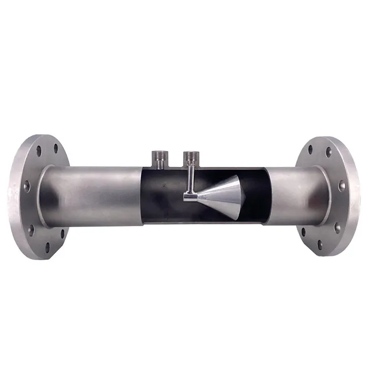 V-cone flow meter installed in industrial pipeline