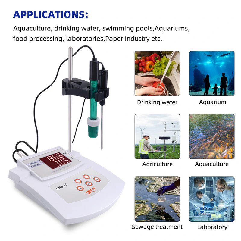 Benchtop pH meter for applications in aquaculture, drinking water, swimming pools, and more.
