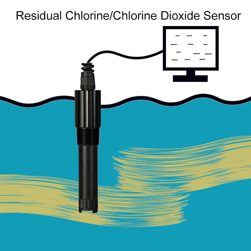 Residual chlorine sensor installed for online water quality measurement