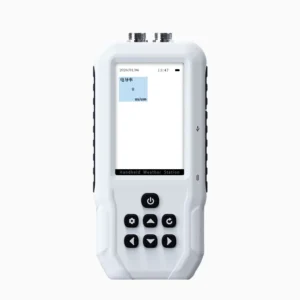 Water conductivity meter, displaying conductivity value and measurement unit on the screen.