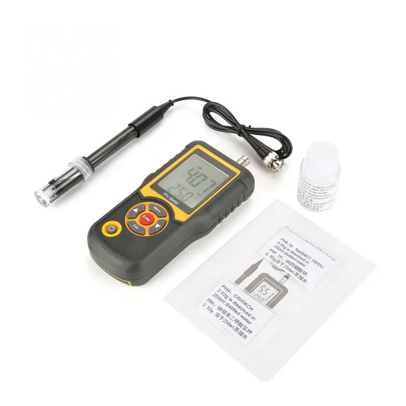 Portable digital pH meter with electrode probe for water quality testing