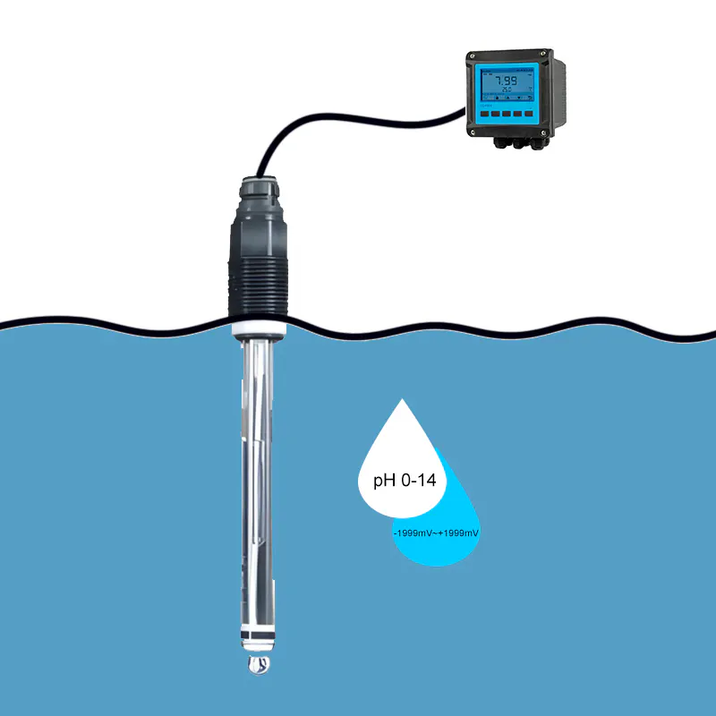 Industrial pH meter sensor with digital transmitter for water monitoring