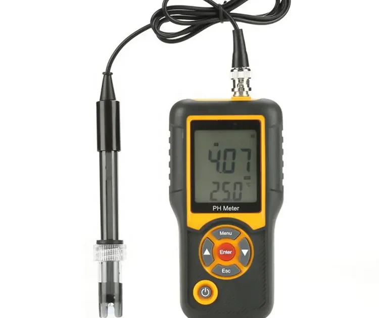 Medidor de pH digital portátil para análisis de agua con sonda de electrodo