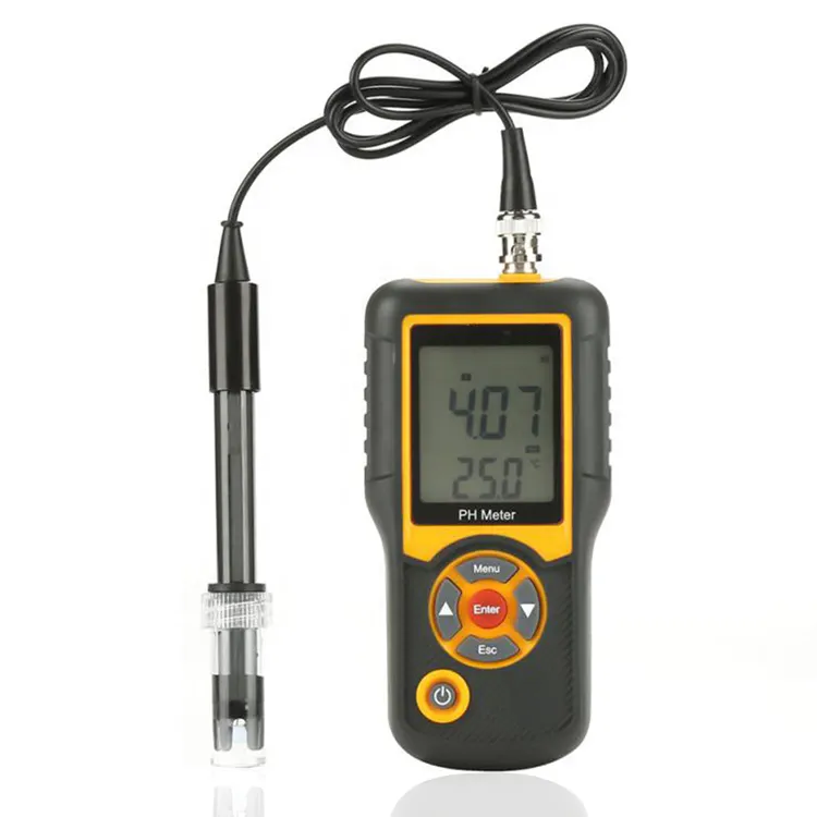 Portable digital pH meter for water testing with electrode probe