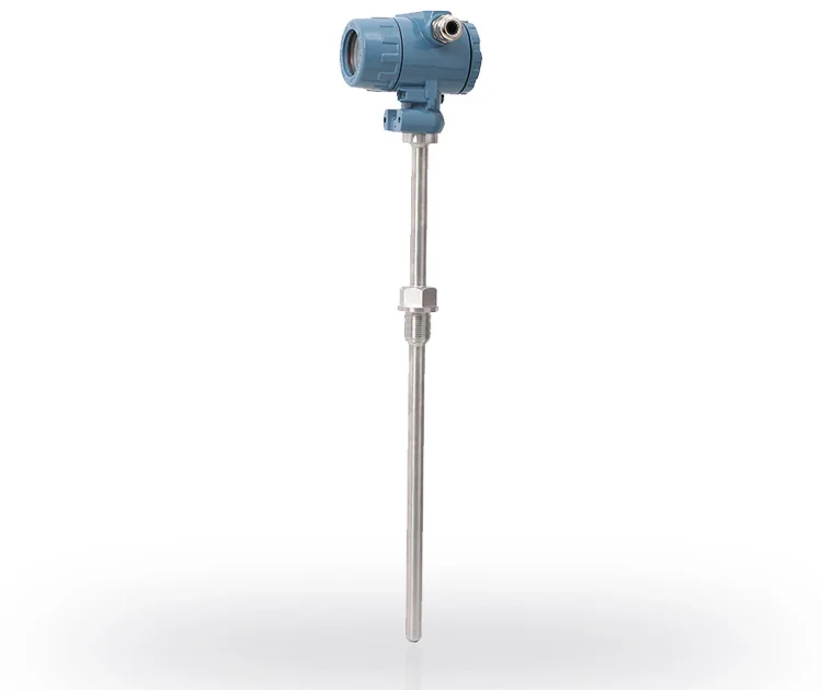 Transmisor de temperatura industrial con sonda de acero inoxidable para medición de líquidos y gases