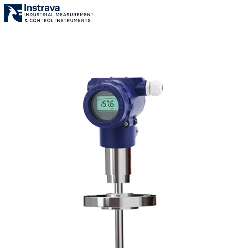 Sensor level magnetostriktif dengan peringkat IP67 dengan antarmuka pemasangan flensa, tahan debu dan tahan air.