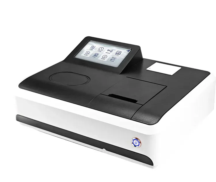 Penganalisis kualitas air multi-parameter dengan tampilan layar sentuh dan modul printer internal.