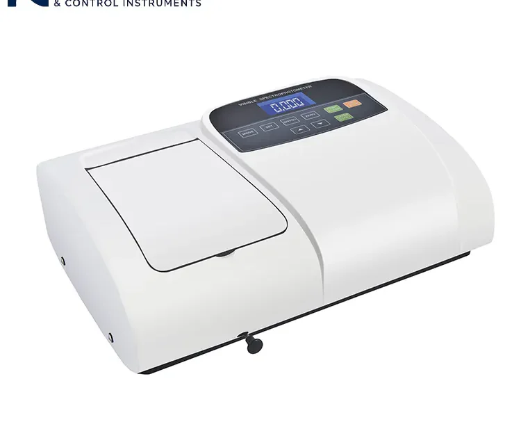 Espectrofotómetro visible para análisis ópticos.