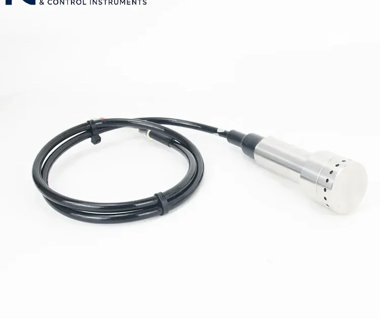 Transmisor de nivel continuo con carcasa de acero inoxidable y salida por cable para medición industrial de nivel de líquidos