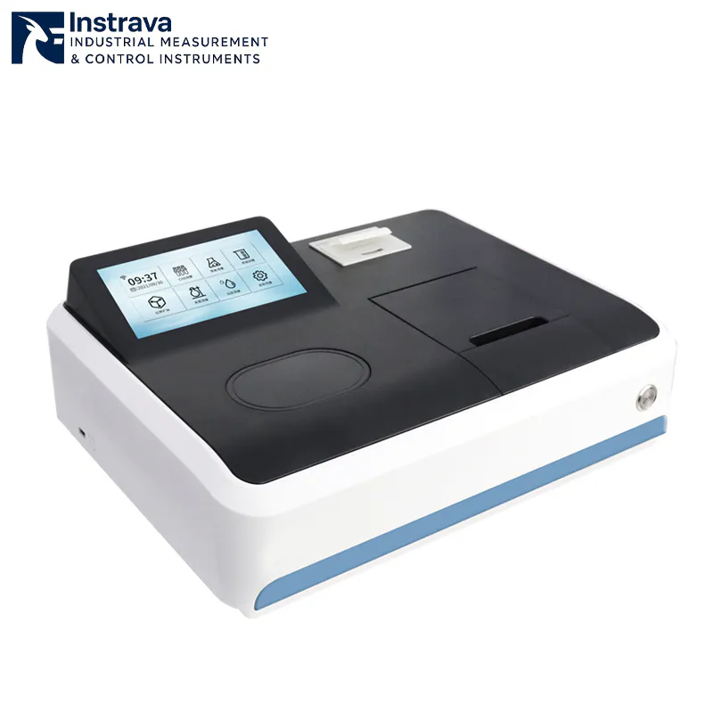 Digital TDS water quality tester meter with touchscreen display and water sample testing module.