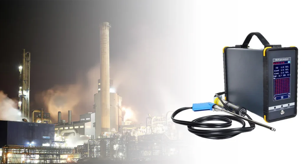 Flue gas analyzer for environmental monitoring and emissions testing
