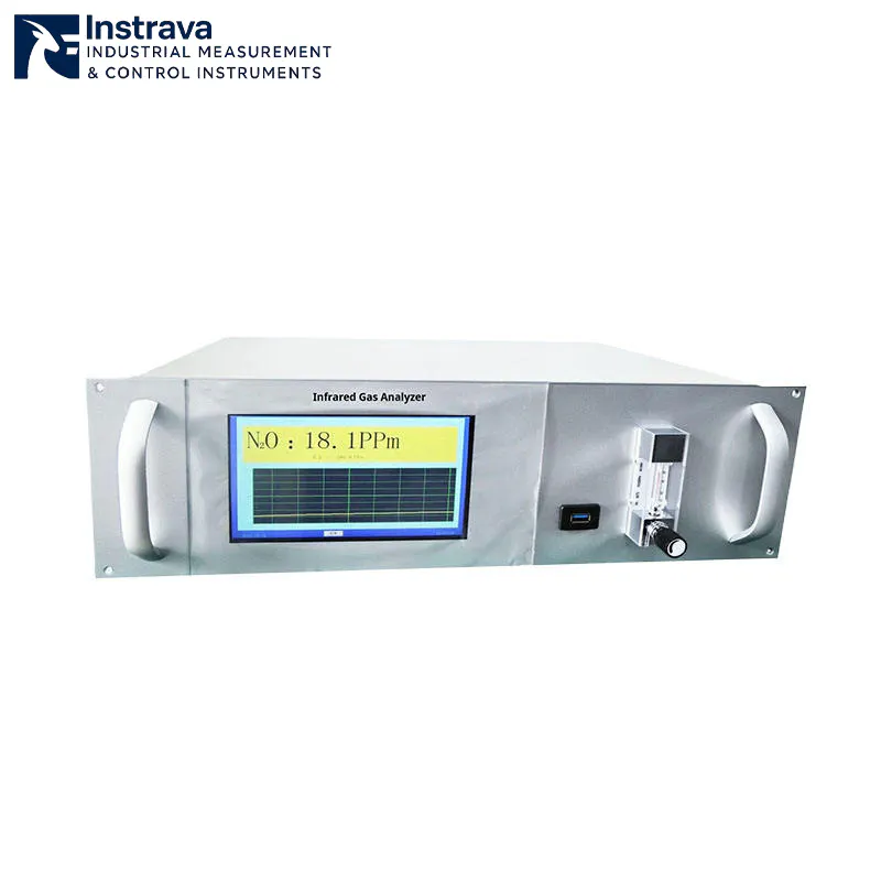 Infrared gas analyzer displaying NO concentration at 18.1ppm.