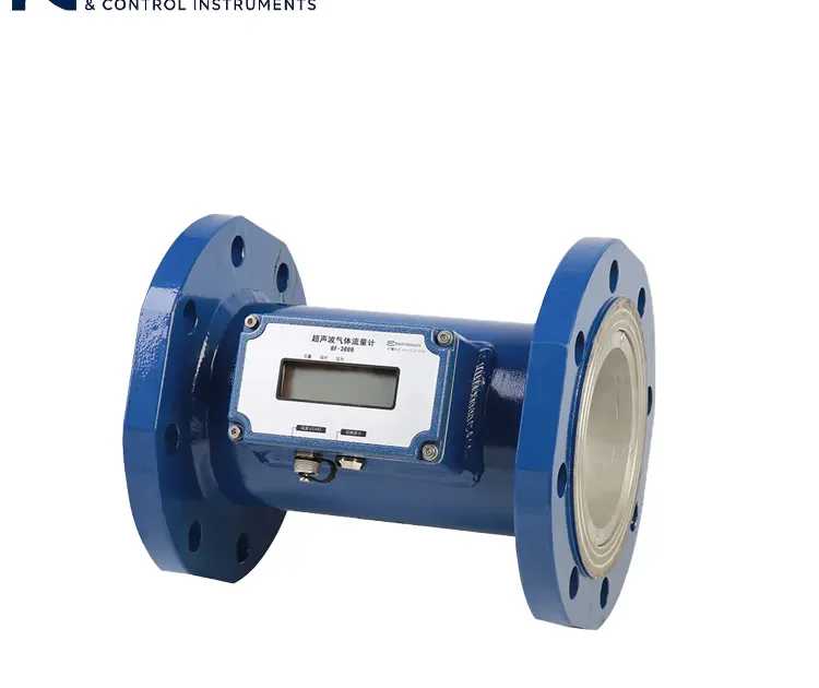 Caudalímetro de gas industrial para medición continua en línea en tuberías.