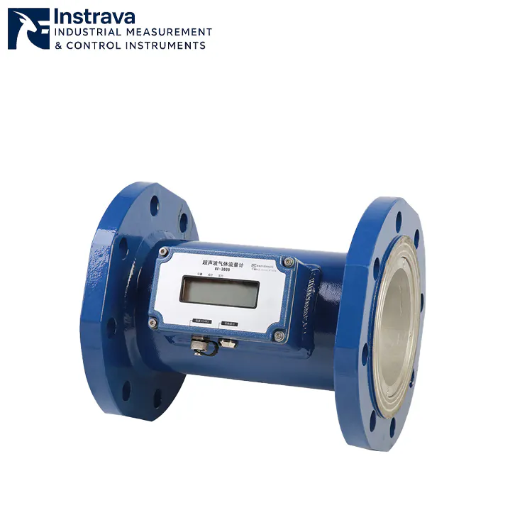Caudalímetro de gas industrial para medición continua en línea en tuberías.