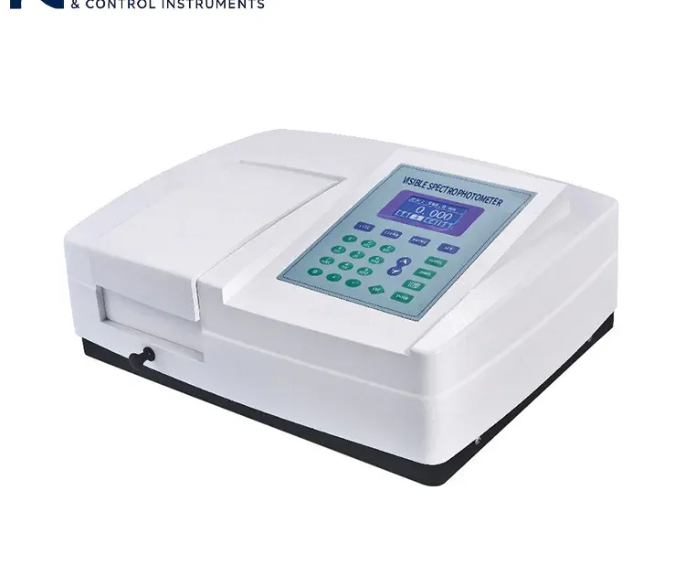 Máquina de espectroscopia de absorción ultravioleta visible UV-Vis adecuada para la medición cuantitativa de la absorbancia de muestras químicas.