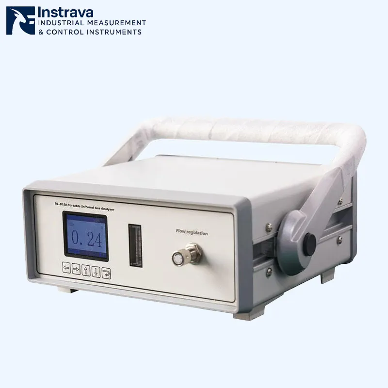 Portable infrared gas analyzer with display screen and flow regulation, suitable for industrial gas analysis