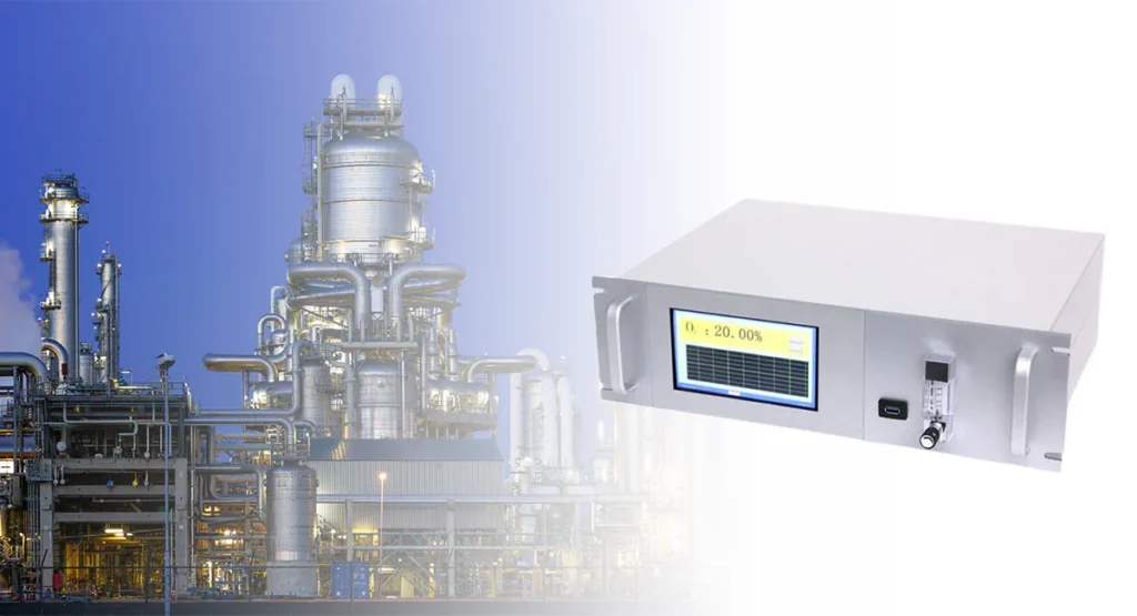 Process gas analyzer for continuous monitoring of industrial gas flows