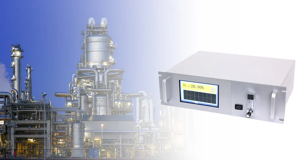 Process gas analyzer for continuous monitoring of industrial gas flows