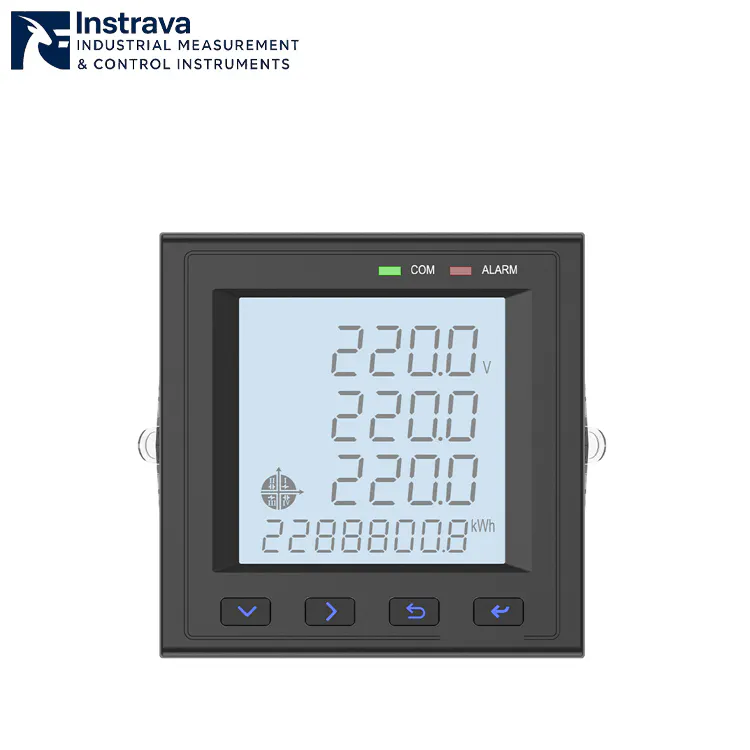 AC panel mounted three-phase multifunction energy meter for industrial energy metering and monitoring
