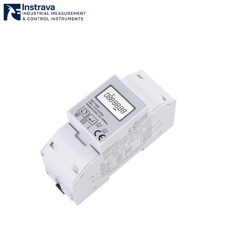 DIN rail single phase digital energy meter with LCD display for electricity consumption monitoring