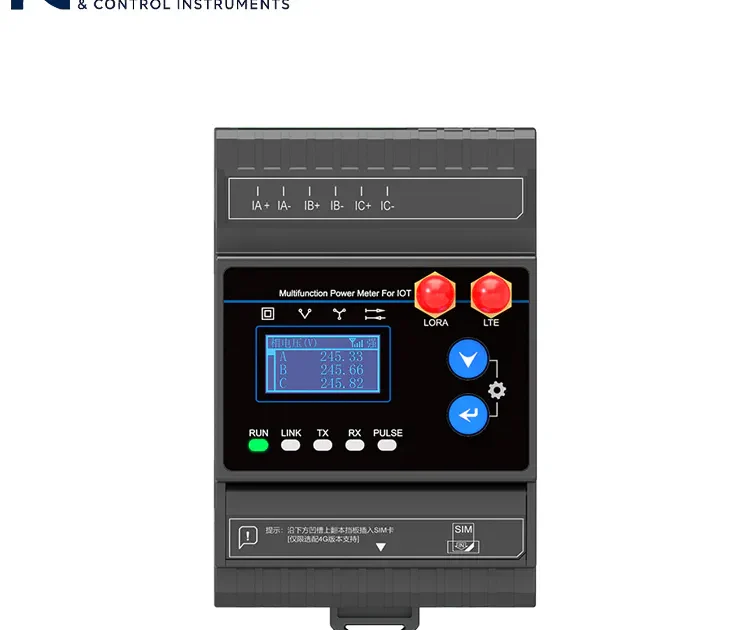 Medidor de potencia IoT multifunción para el control de la energía industrial con pantalla digital e instalación en carril DIN