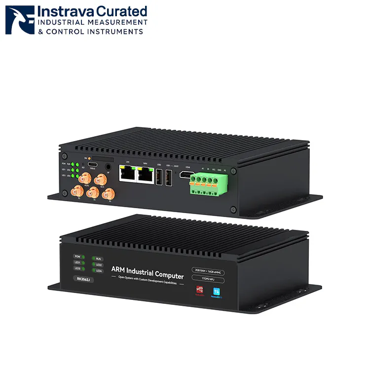 Multi-interface ARM industrial computer with Ethernet ports, USB, and I/O connectors for industrial automation
