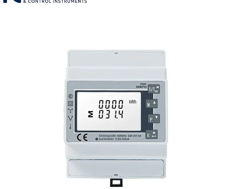 Contador de energía trifásico en carril DIN con certificación UL para la supervisión de la energía industrial y comercial