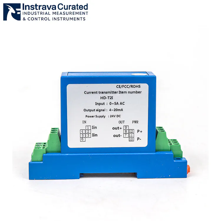 4–20mA current transmitter module with labeled wiring diagram and terminals