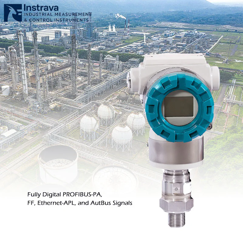 Intelligent pressure transmitter for the oil industry, supporting Ethernet-APL technology for remote level and pressure monitoring in oil tank farms.