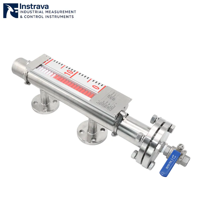 A series of industrial-grade level gauges with magnetic flip-column displays presented by suppliers.