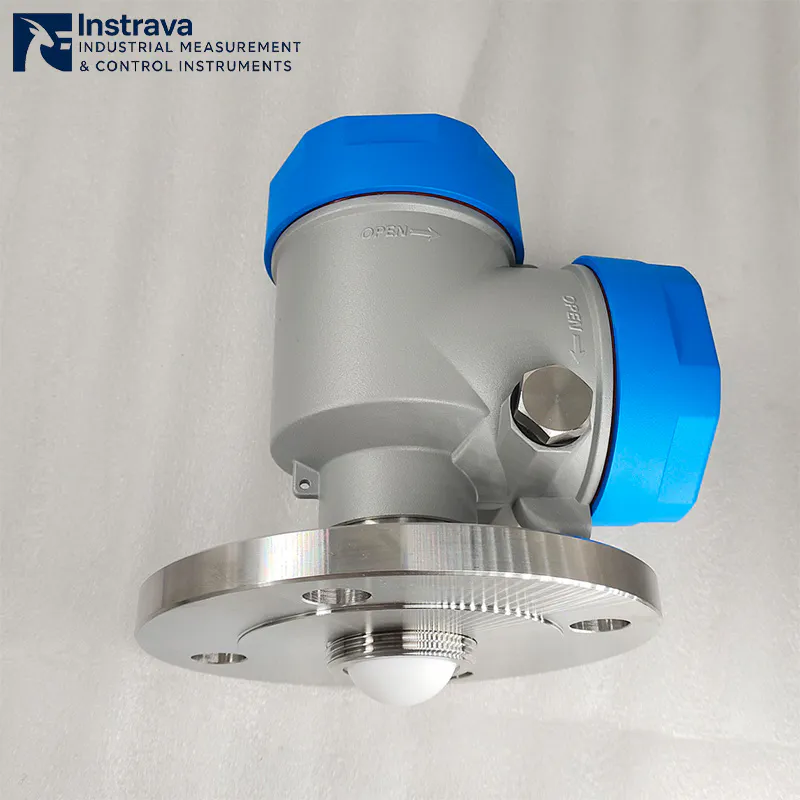 เครื่องวัดระดับน้ำ/ของเหลวเรดาร์อัจฉริยะ 80GHz พร้อมติดตั้งหน้าแปลนสแตนเลส.