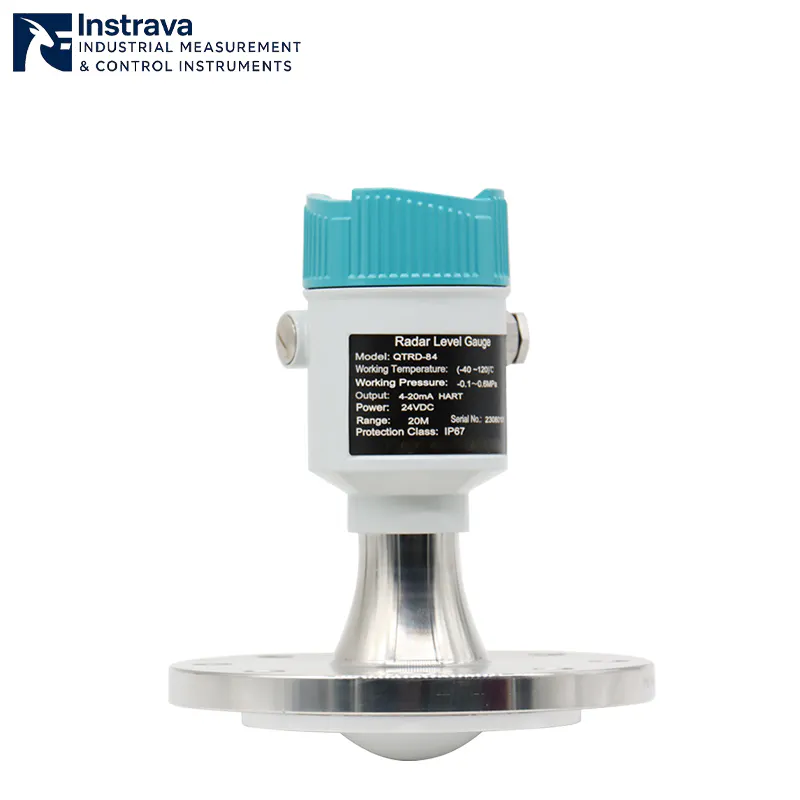مستشعر مستوى السائل بالرادار QTRD-84 مزود بتصميم هوائي ذو قرن/عدسة، بمدى 20 متر، 4-20 مللي أمبير HART.