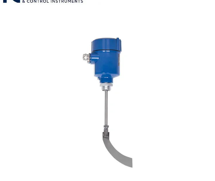 Long-shaft rotary level switch featuring a flexible rotating paddle and a high-performance blue protective header.