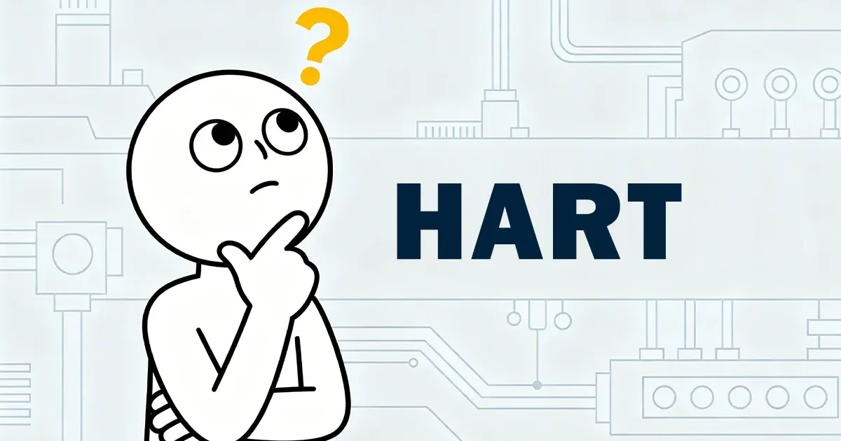 Hand-drawn cartoon character wondering about HART communication protocol and smart instrumentation in process automation.