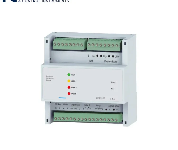 Insulation Monitoring Device for AC and DC IT power systems with RS485 communication and relay alarm outputs