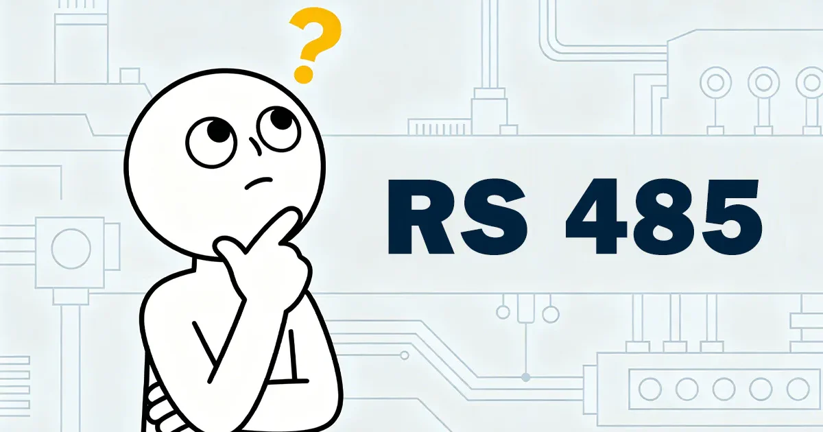 Hand-drawn cartoon character wondering about the traditional RS485 serial communication bus standard in industrial automation.