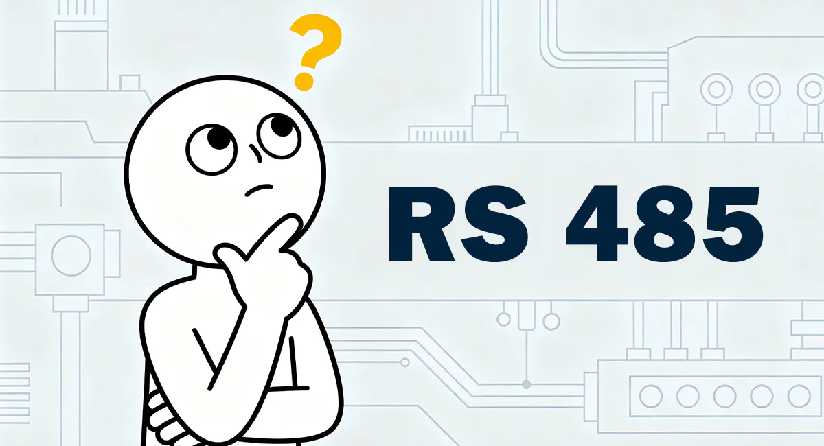 Hand-drawn cartoon character wondering about the traditional RS485 serial communication bus standard in industrial automation.